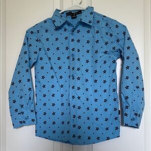 Boys Beverly Hills Polo Club Blue L(7) Star Print long sleeve collared Shirt